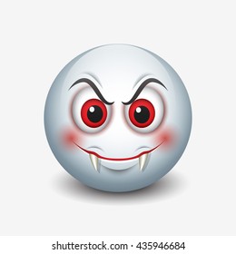 Vampire emoticon isolated on white background - smiley - vector illustration