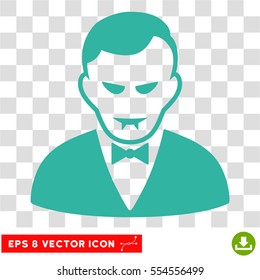 Vampire EPS vector pictogram. Illustration style is flat iconic cyan symbol on chess transparent background.