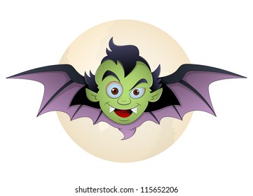 Vampire Face Bat Cartoon Vector Illustration