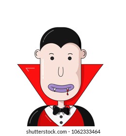 Vampire face. Cartoon Vampire in a Costume