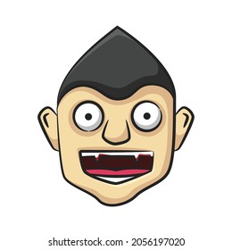 Cara de vampiro en forma de dibujo vector aislado. Caricatura de Halloween sobre fondo blanco.