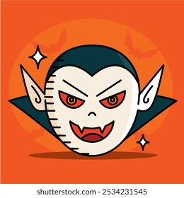 Vampire face with fangs for Halloween character design, Vector