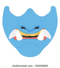 
A vampire face with fangs, halloween mask
