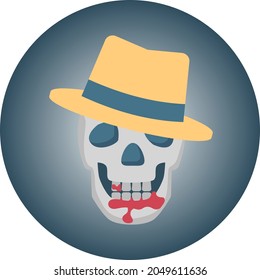 Vampire Gesichtsmaske Konzept, Danger Zone Sign, Trick or Treat Stock, Grafschaftsgrafik, Schädel mit Hut und Blut-Vektorsymbol, Feiertage und Halloween-Kostüme Symbol