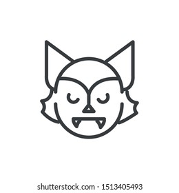 vampire face trick or treat happy halloween line style