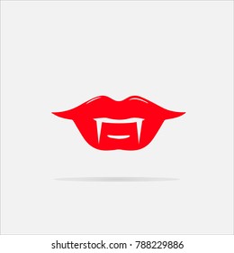 vampire fang red lip vector