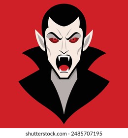 Vampire with Fangs Halloween Character Expression Red Horror Fang