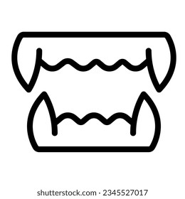 Vampire fangs, halloween, demon teeth line icon, halloween concept, devil mouth vector sign on white background, outline style icon mobile concept web design. Vector graphics.