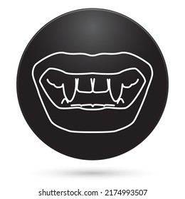 Vampire Fangs Icon, Black Circle Button With Gradient. Vector Illustration.