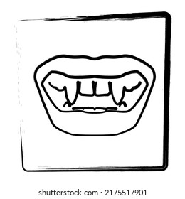 Vampire Fangs Icon. Brush Frame. Vector Illustration.