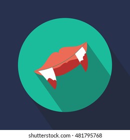 vampire fangs. Lips. Icon. Round. Halloween. Web. For your design.