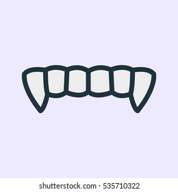 Vampire Fangs Teeth Minimal Color Flat Line Stroke Icon Pictogram Symbol Illustration