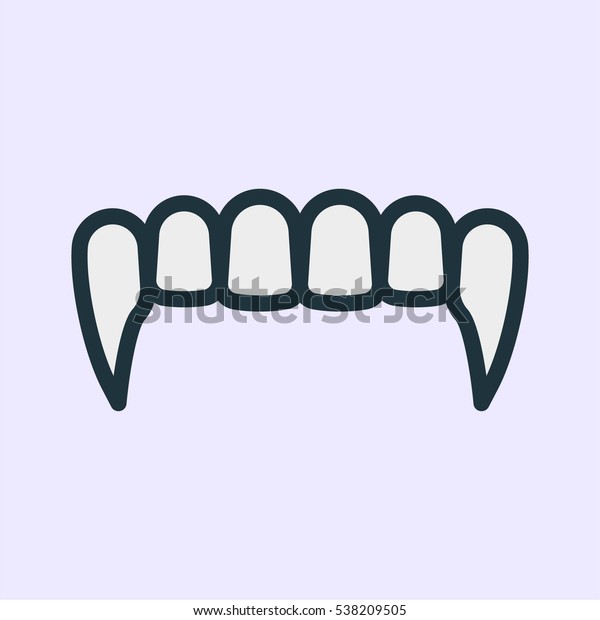 Vampire Fangs Teeth Minimal Color Flat Line\
Stroke Icon Pictogram Symbol\
Illustration