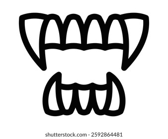 Vampire fangs vector icon for Halloween and horror themes. Editable stroke.