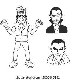 vampire flat art illustration Halloween 
