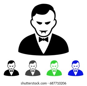 Vampire flat vector illustration. Colored vampire gray, black, blue, green pictogram variants. Flat icon style for application design.