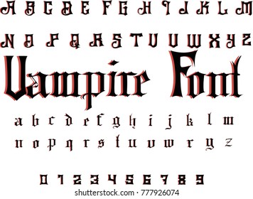 Vampire Font - Gothic horror font with Red Shadow