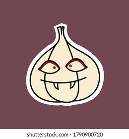 Vampire Knoblauch-Vektorsymbol für Aufkleber