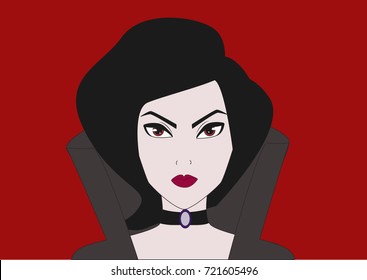 vampire girl on red background