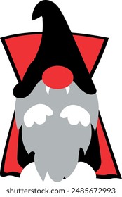 Vampire gnome. Halloween gnome vector illustration.
