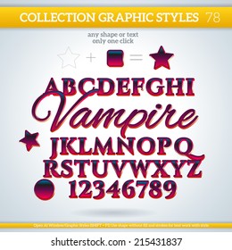 Vampire Graphic Styles for Design. Graphic styles can be use for decor, text, title, cards, events, posters, icons, logo and other.