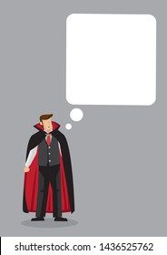 Vampire Halloween cartoon character with an empty speech bubble. Isolated vector illustration.