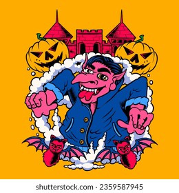 vampire halloween cartoon vector illustration