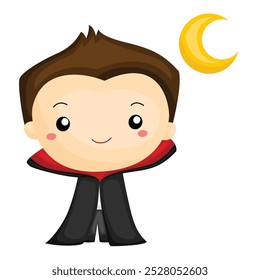 Vampiro Halloween Personagem Crianças Fantasias Decoração Fundo Desenho Animado Ilustração Vetor Clipart Adesivo