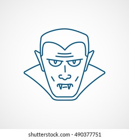 Vampire Halloween Concept Blue Line Icon On White Background