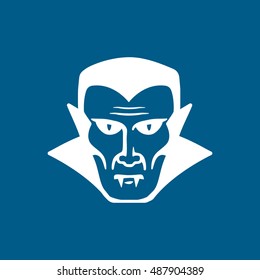 Vampire Halloween Concept Flat Icon On Blue Background