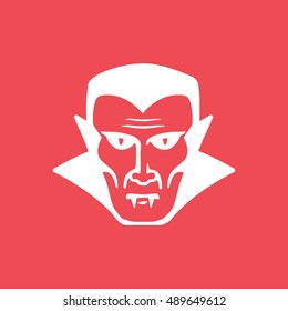 Vampire Halloween Concept Flat Icon On Red Background