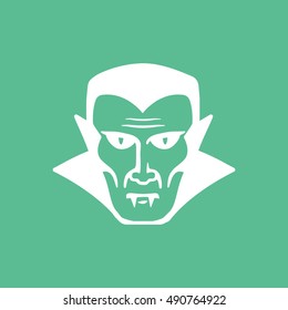 Vampire Halloween Concept  Flat Icon On Green Background