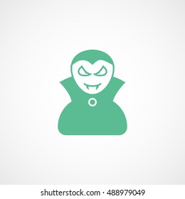 Vampire Halloween Concept Green Flat Icon On White Background