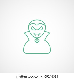 Vampire Halloween Concept Green Line Icon On White Background