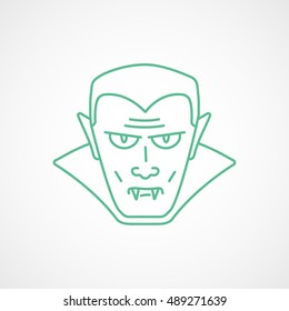 Vampire Halloween Concept Green Line Icon On White Background