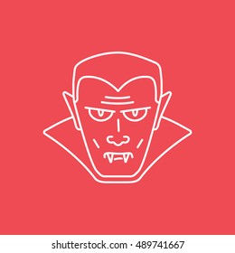 Vampire Halloween Concept Line Icon On Red Background