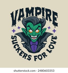 Vampire Halloween funny Dracula devil vintage logo