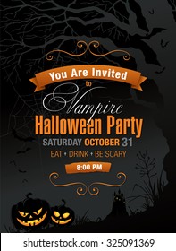 Vampire Halloween party. Vector banner