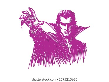 Vampire hand drawn sketch vector