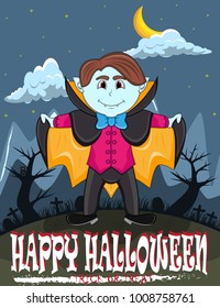 Vampire For Happy Halloween with background