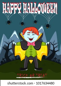 Vampire For Happy Halloween with background vector illustration