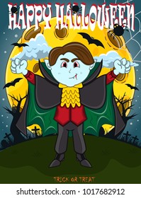 Vampire For Happy Halloween with background vector illustration