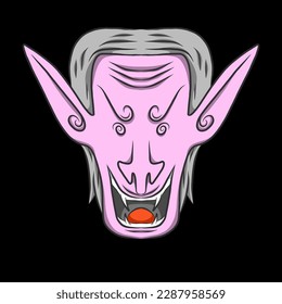 Vampire head face purple white hair design vector