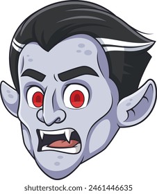 Vampire head with fangs vector illustration