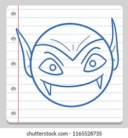 Vampire Head Halloween Notebook School Doodle Icon Symbol Sketch Line Art