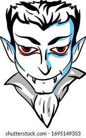 Vampire head, illustration, vector on white background