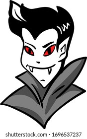 Vampire head, illustration, vector on white background