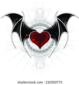 Vampire heart with wings.
