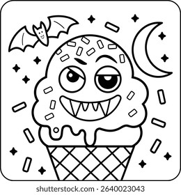 Vampire Ice Cream Cone Coloring Page