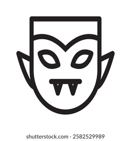 Vampire icon with sharp fangs and a mysterious cape, representing horror, darkness, and classic gothic themes.